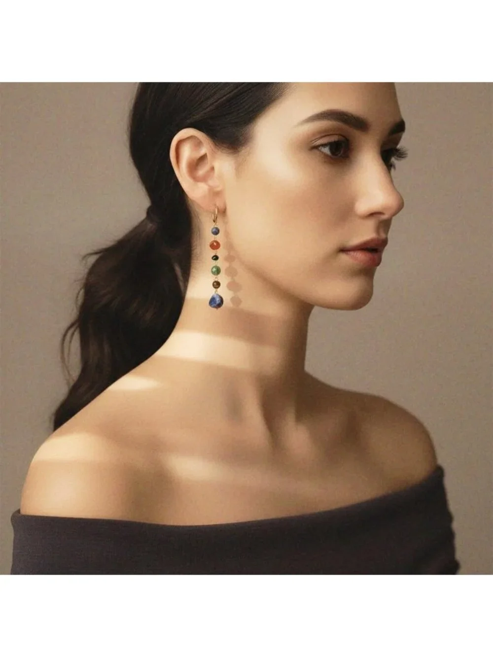 Bohemian Floral Gold Plated Turquoise Lapis Lazuli Drop Earrings, Retro Gift